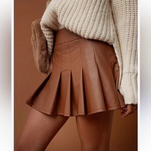 Offline by Aerie Real Luxe Faux Leather Skirt in Brown, S